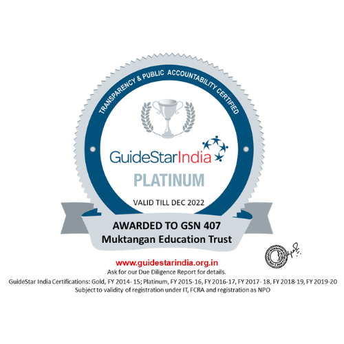 Platinum Seal Award Winner Awarded By Guidestar India 2021 Muktangan